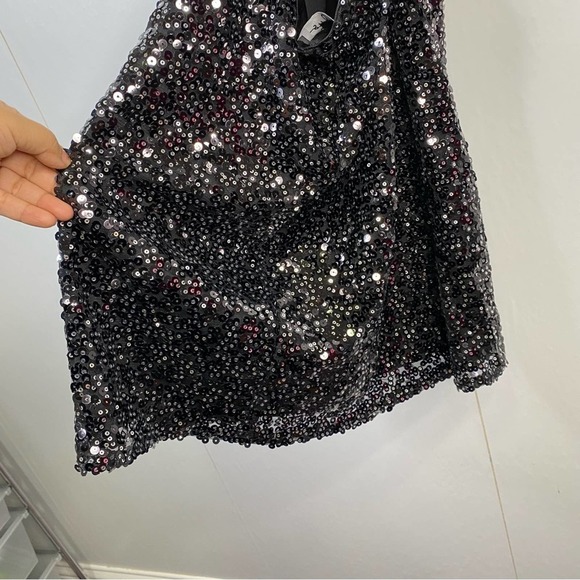 Lulus Sequined Backless Mini Dress Black Silver Size Large - Picture 10 of 16
